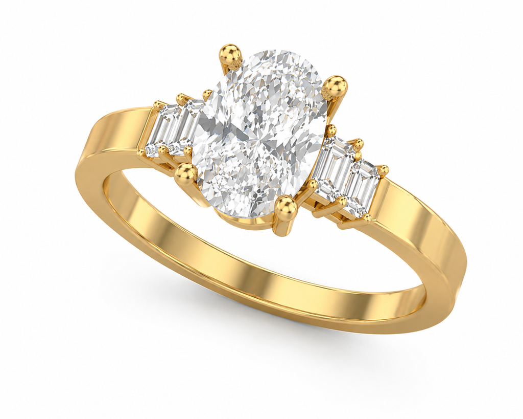 Oval Cut Three Stone Diamond Engagement Ring