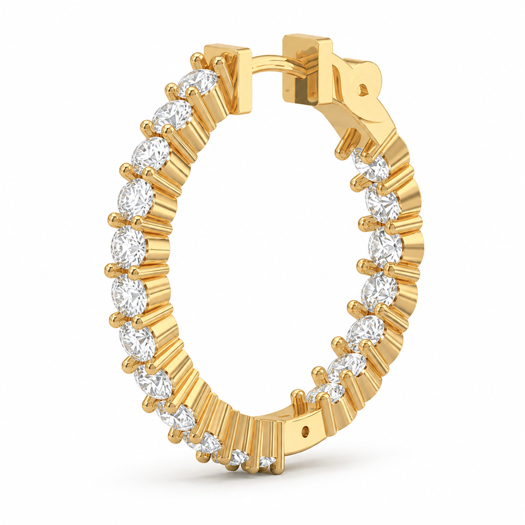 Round Diamond Inside-Out Hoop Earrings