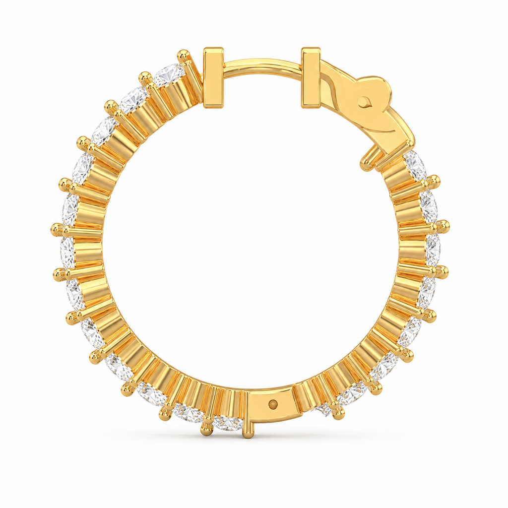 Round Diamond Inside-Out Hoop Earrings