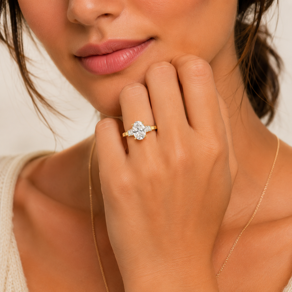 Oval Cut Three Stone Diamond Engagement Ring