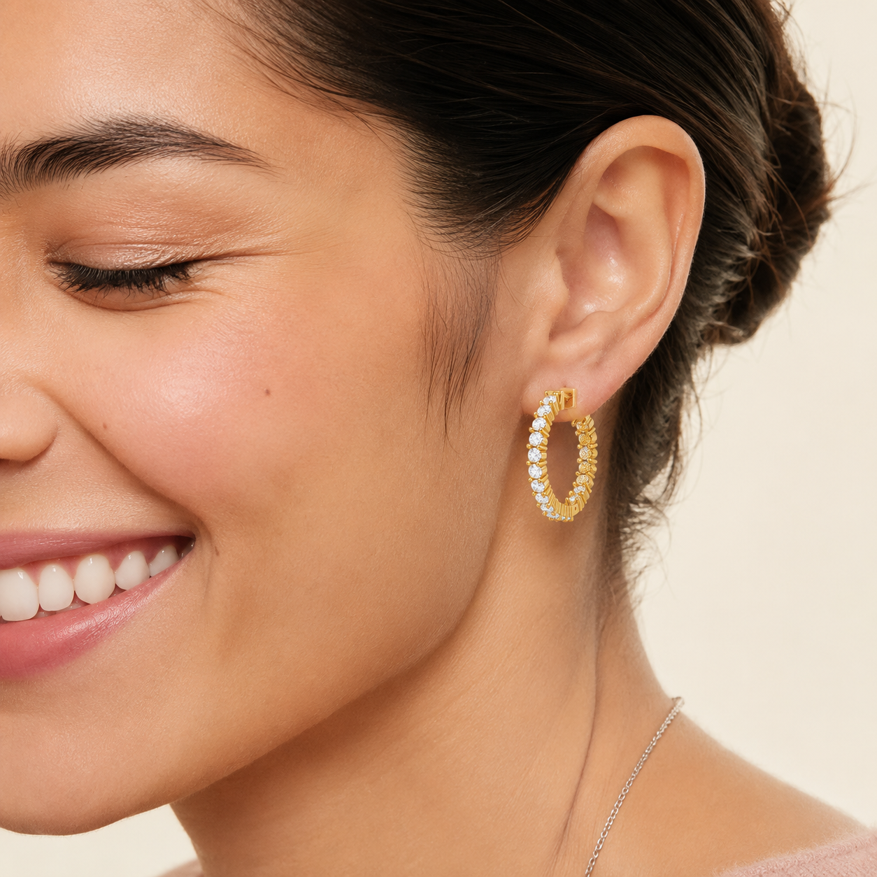 Round Diamond Inside-Out Hoop Earrings