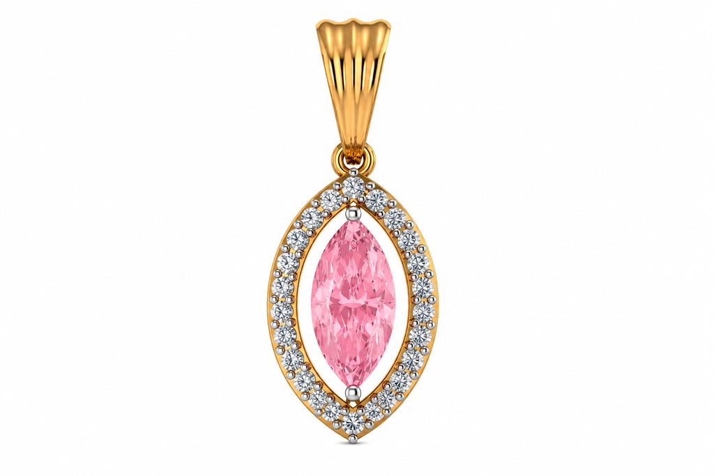 Marquise Pink Sapphire Diamond Halo Pendant