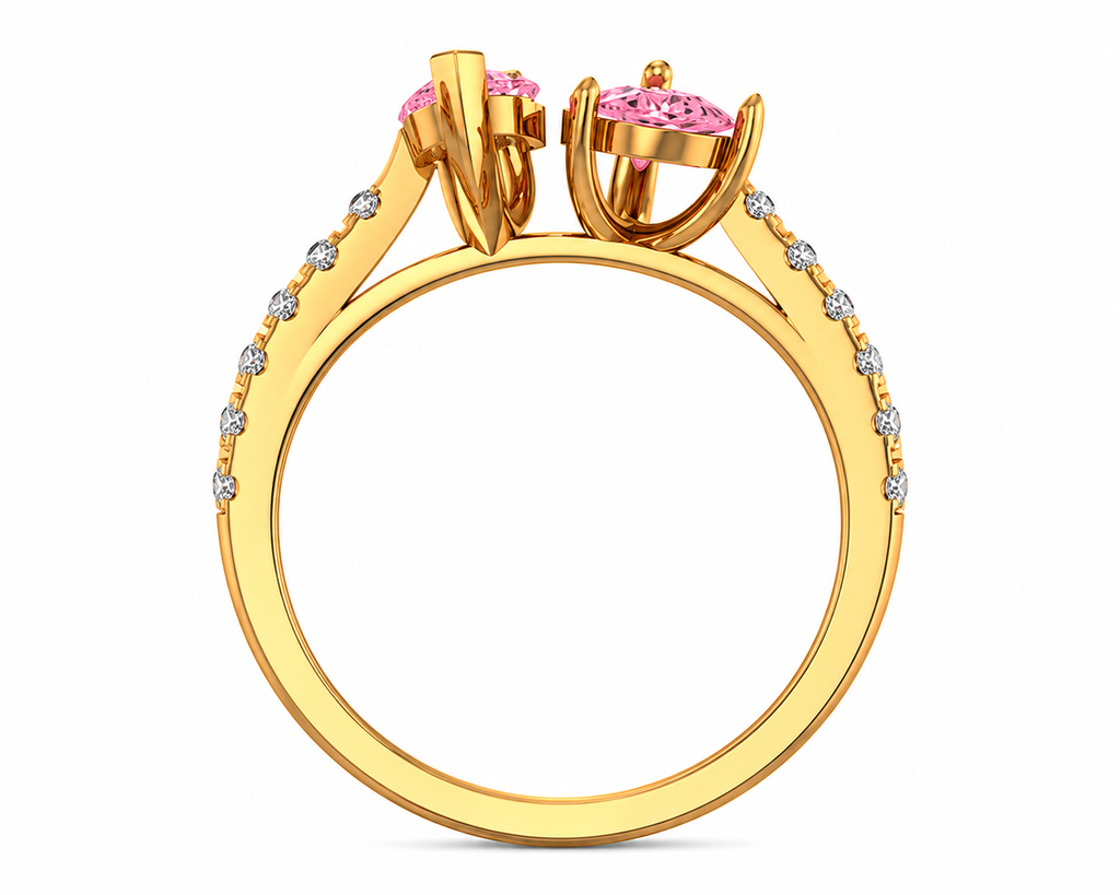 Marquise and Pear Cut Pink Diamond Toi et Moi Ring