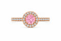 Pink Round Diamond Halo Engagement Ring