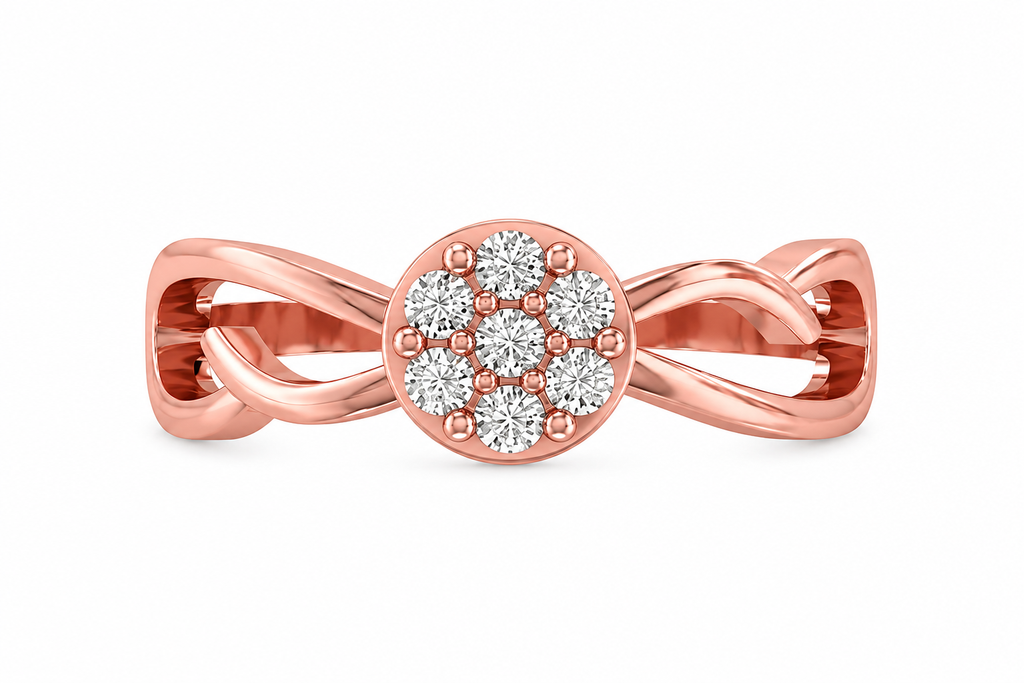Round Diamond Floral Cluster Infinity Ring