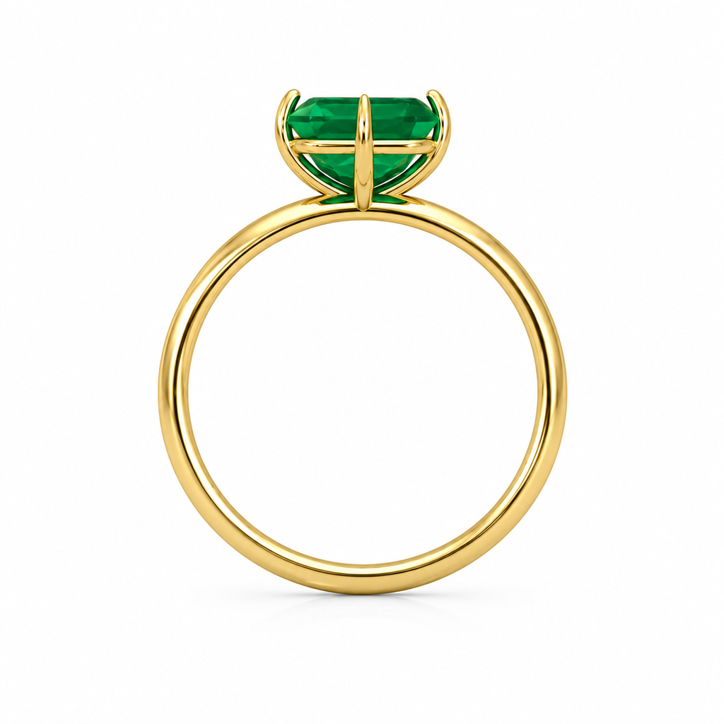 Emerald Cut Green Gemstone Solitaire Engagement Ring