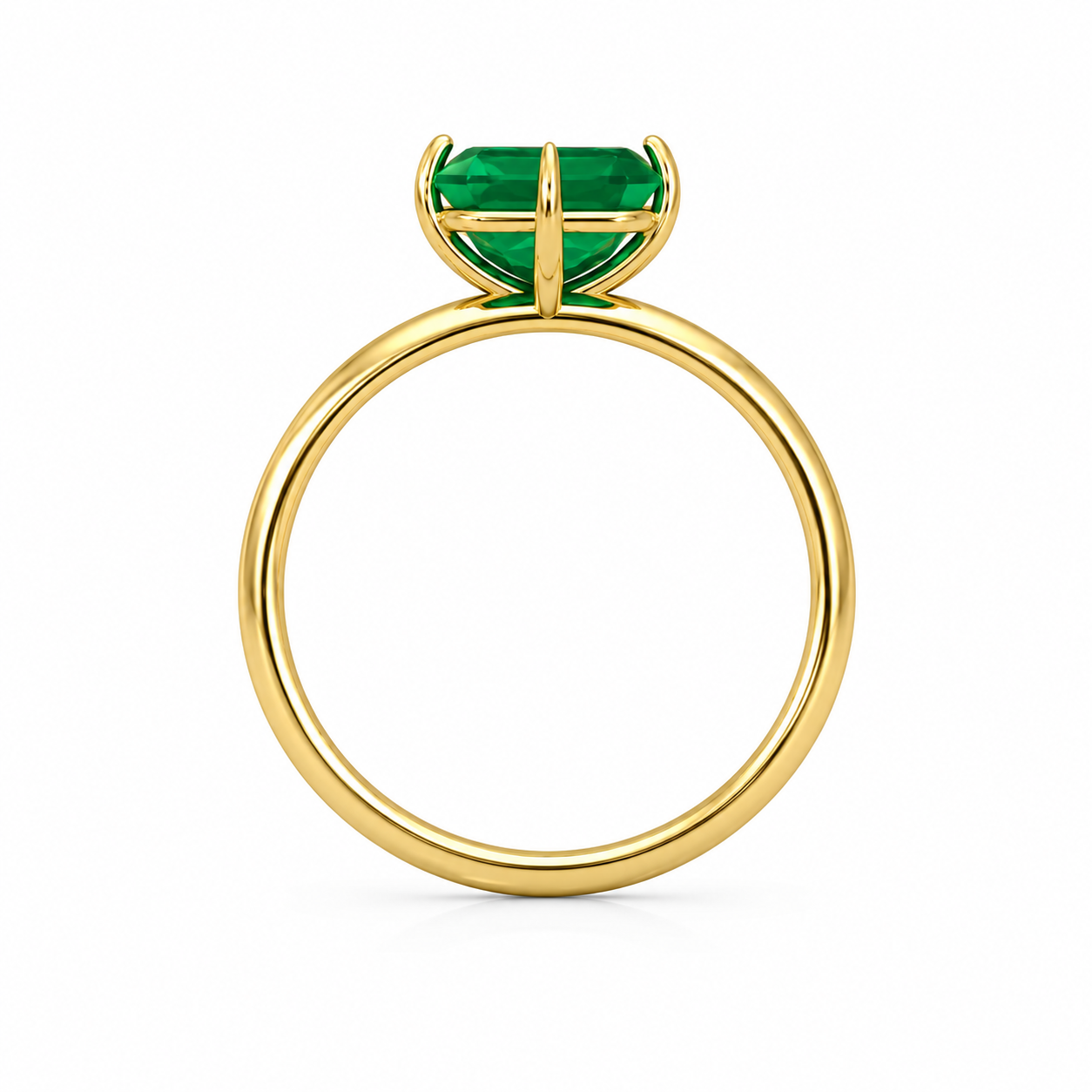 Emerald Cut Green Gemstone Solitaire Engagement Ring
