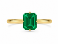 Emerald Cut Green Gemstone Solitaire Engagement Ring