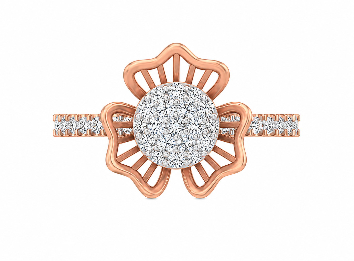 Floral Diamond Cluster Ring