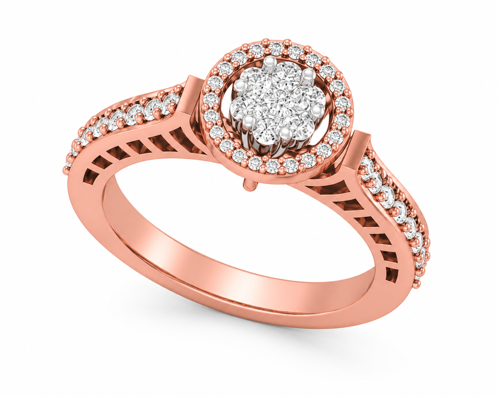 Round Lab Grown Diamond Halo Engagement Ring