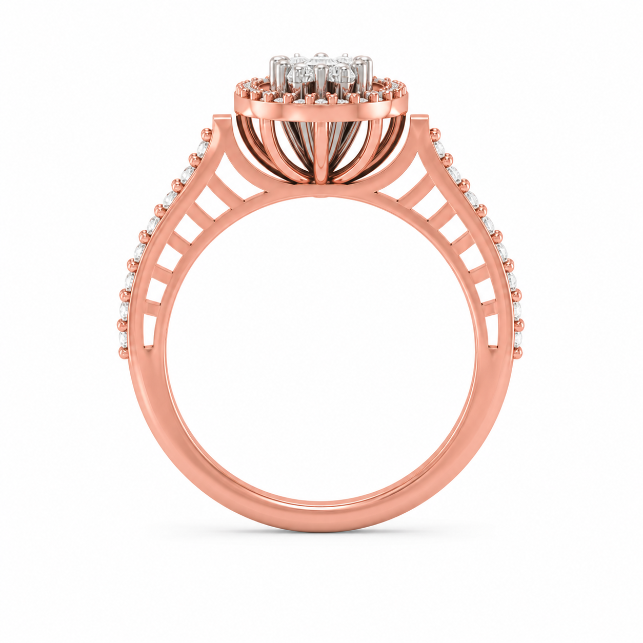 Round Lab Grown Diamond Halo Engagement Ring