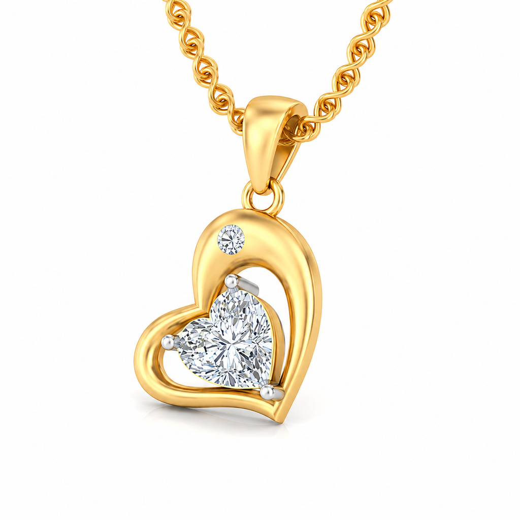 Heart Cut Diamond Open Heart Pendant Necklace