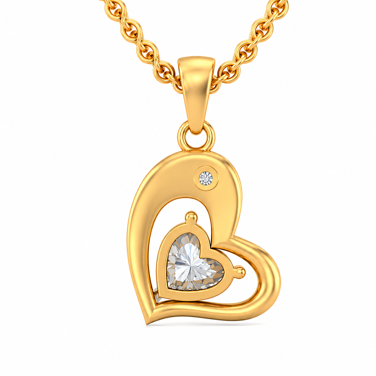 Heart Cut Diamond Open Heart Pendant Necklace