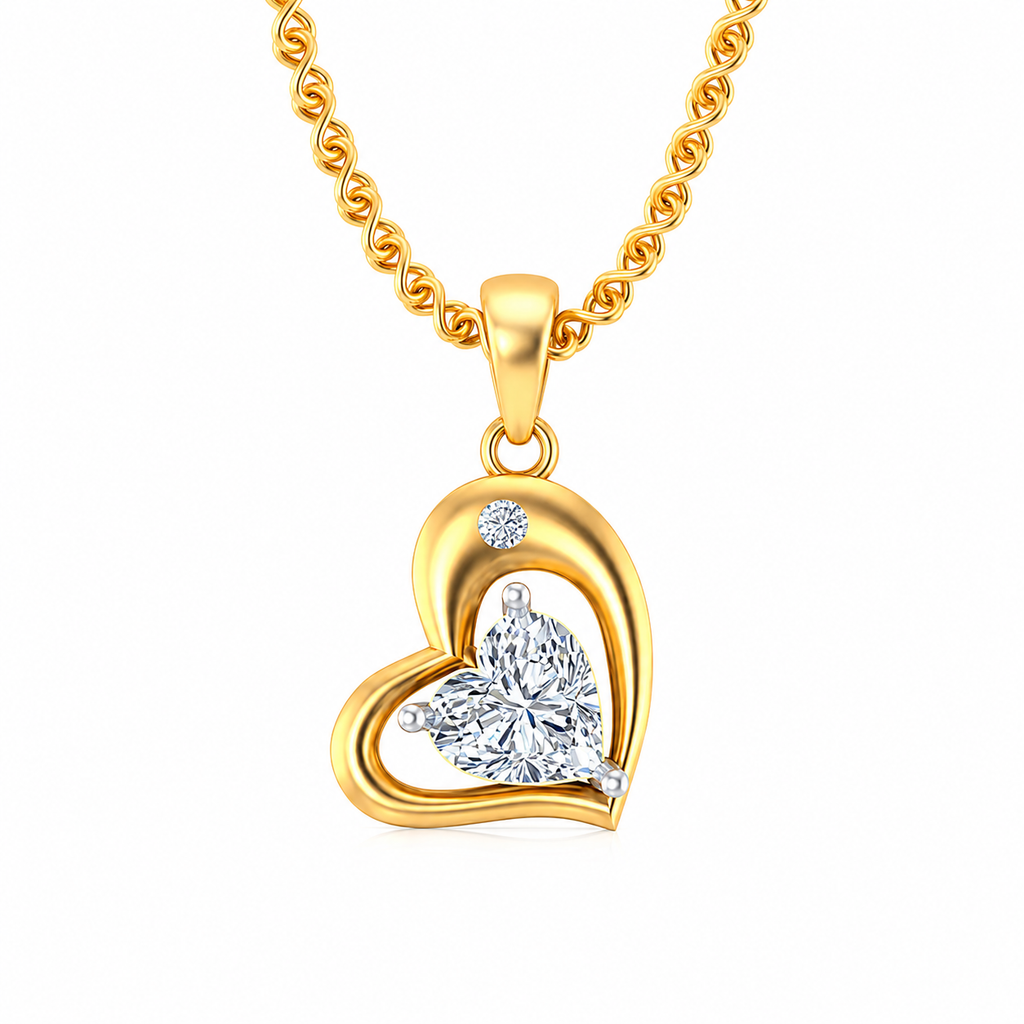 Heart Cut Diamond Open Heart Pendant Necklace