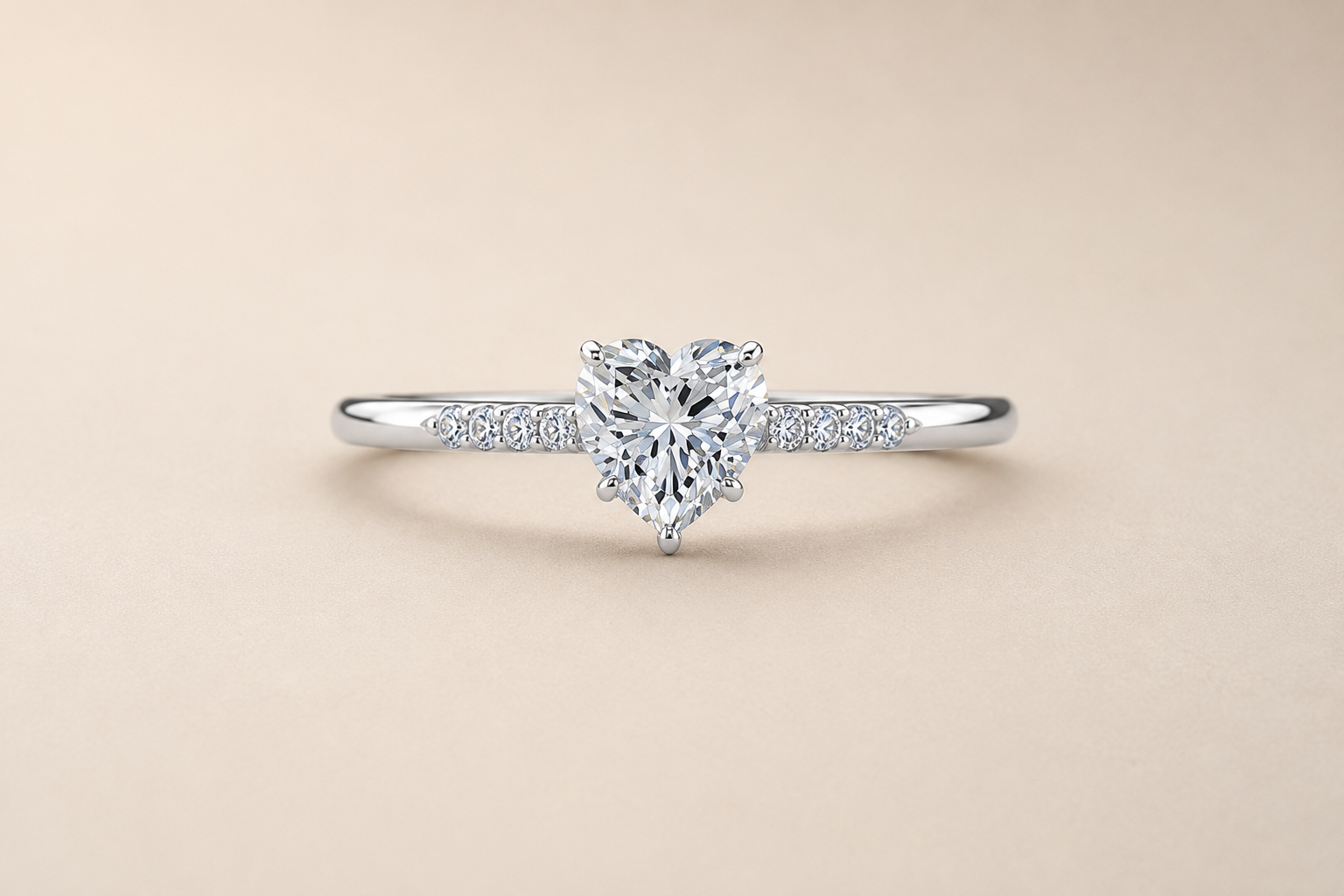 Heart Lab Grown Diamond Solitaire Accent Ring