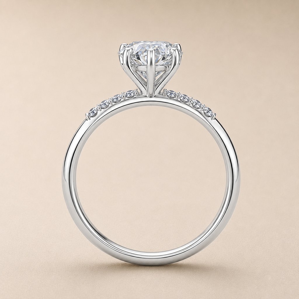 Heart Lab Grown Diamond Solitaire Accent Ring