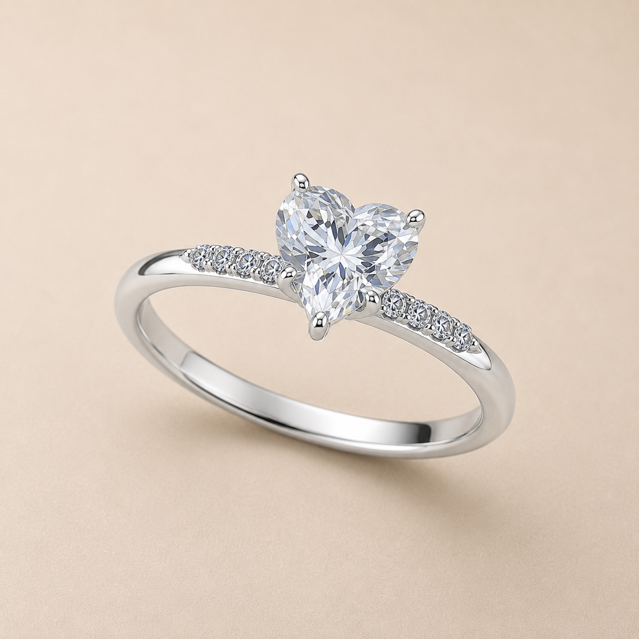 Heart Lab Grown Diamond Solitaire Accent Ring