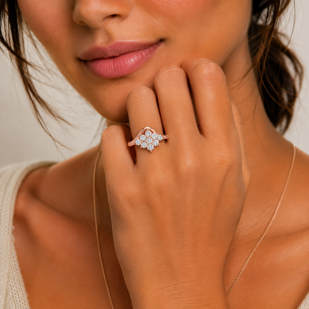 Diamond Flower Cluster Ring
