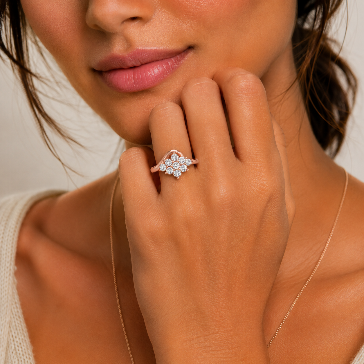 Diamond Flower Cluster Ring