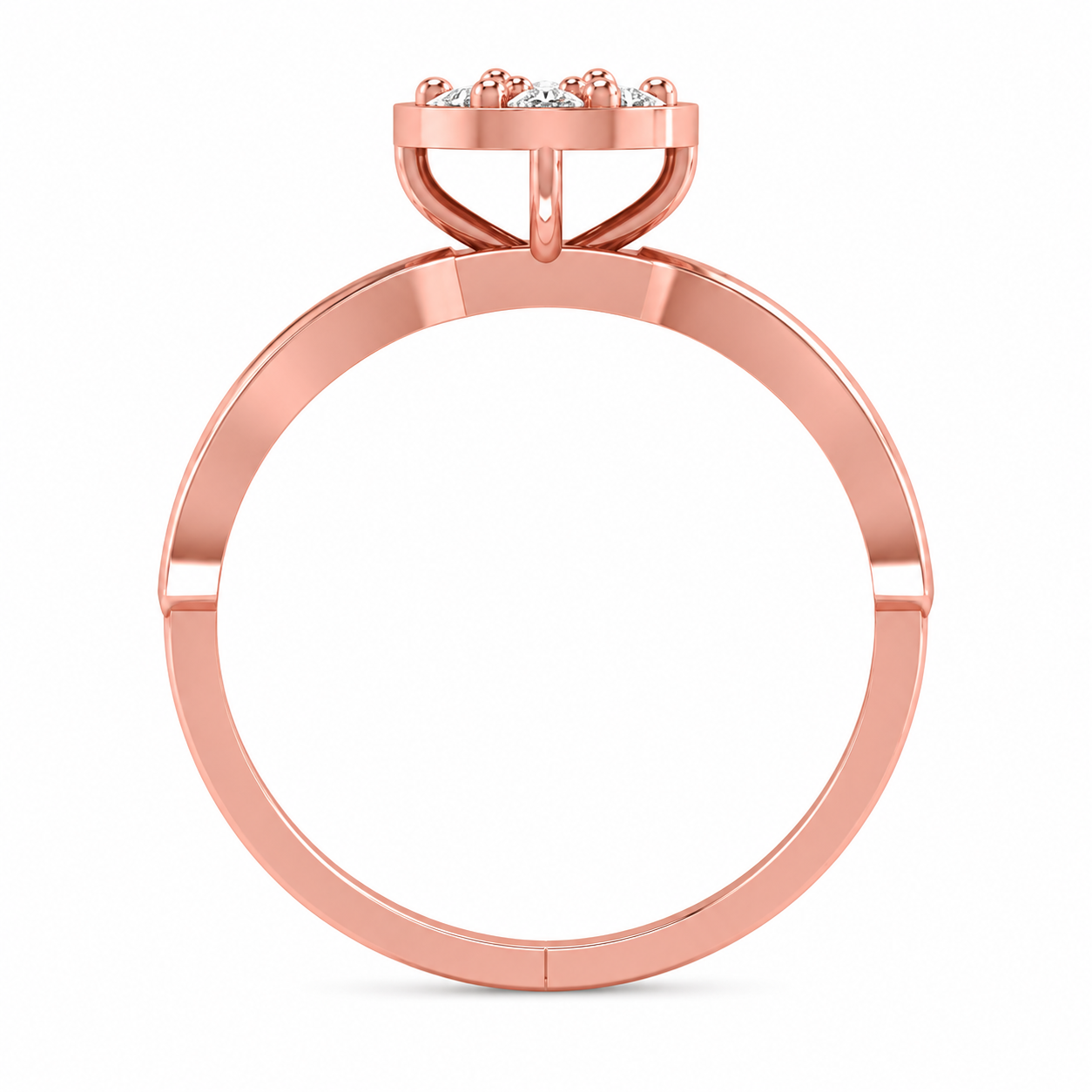 Round Diamond Floral Cluster Infinity Ring