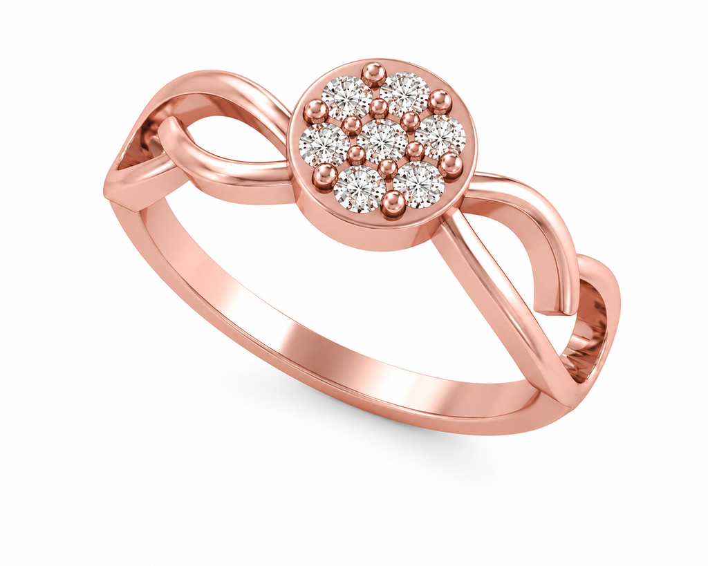 Round Diamond Floral Cluster Infinity Ring
