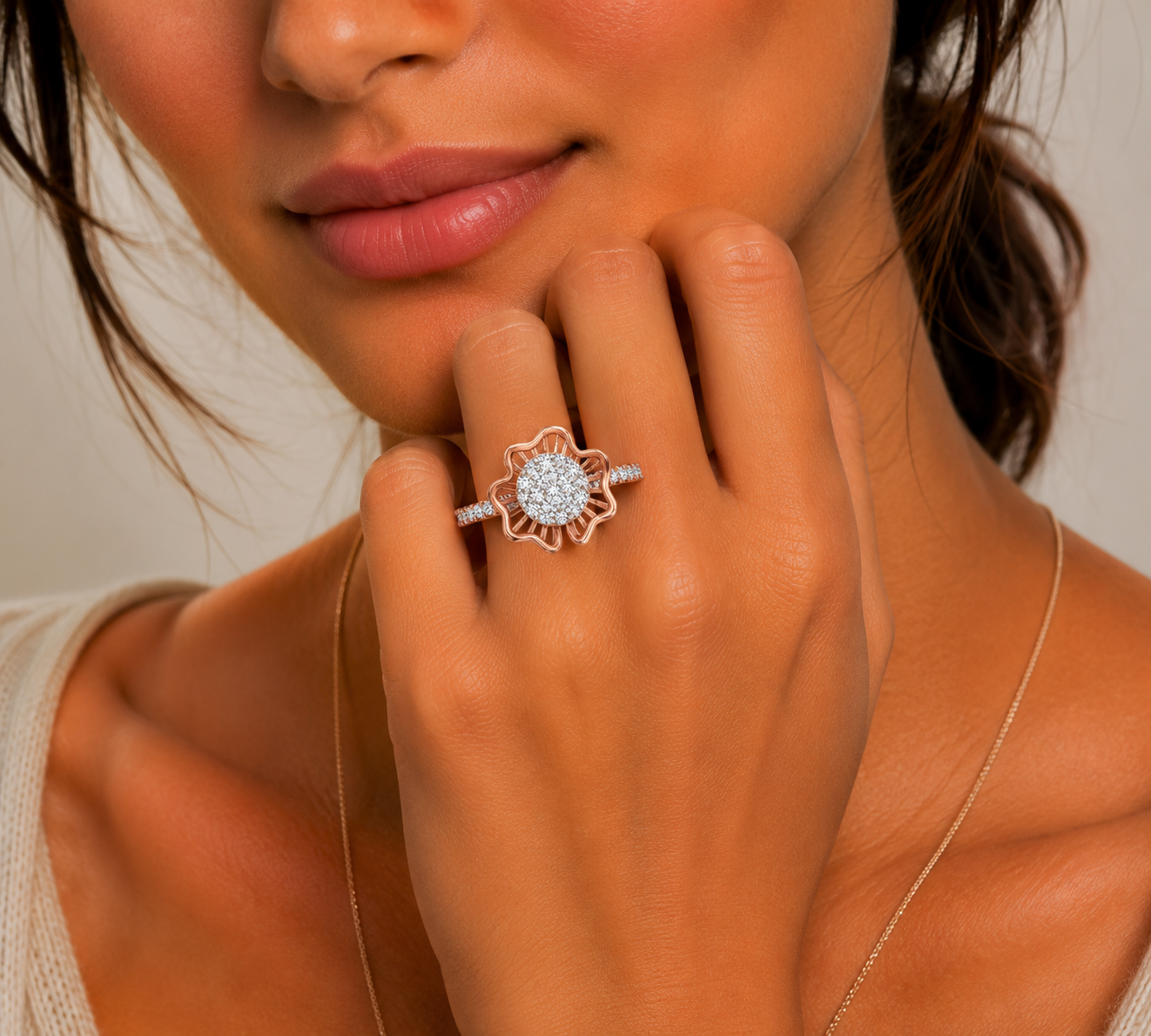 Floral Diamond Cluster Ring