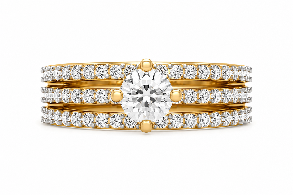 Round Solitaire Diamond Bridal Ring Set