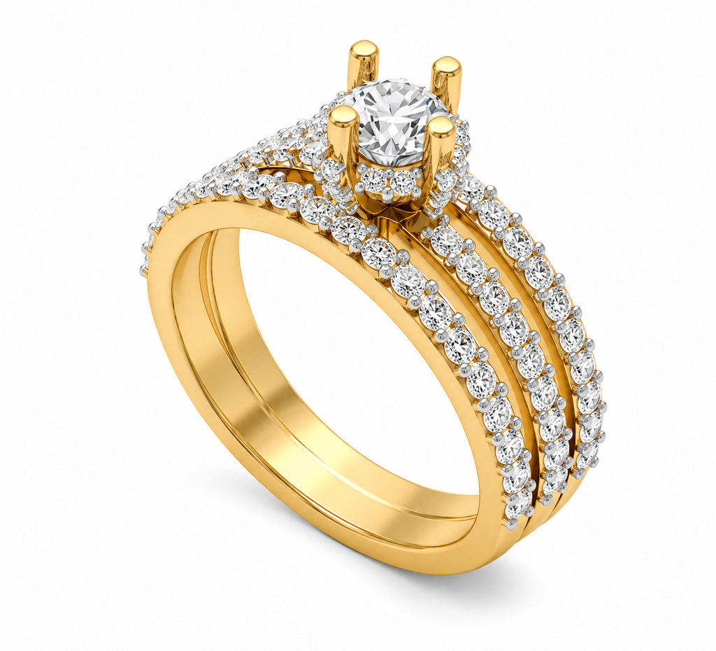 Round Solitaire Diamond Bridal Ring Set